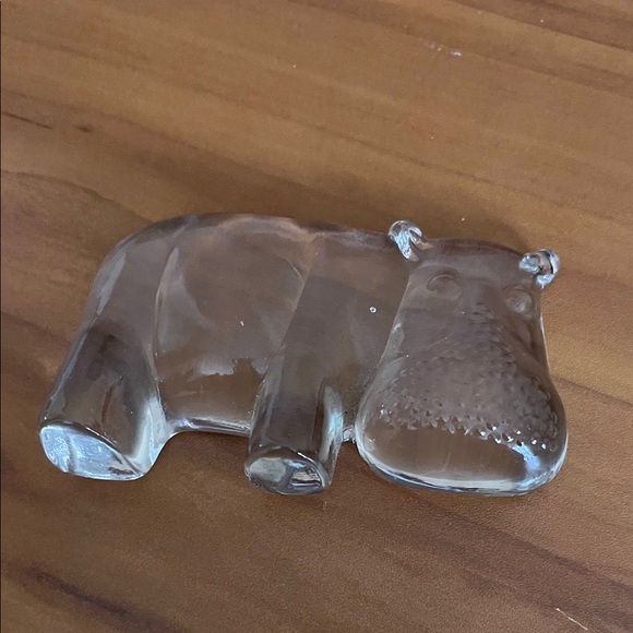 Clear Glass Hippo Figurine - Picture 2 of 2